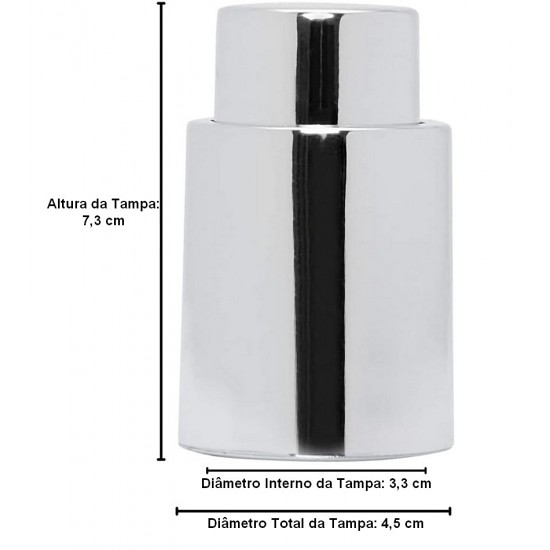 Tampa 7,3cm Por 4,8cm Com Sistema a Vácuo Para Garrafa